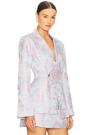 YLLW THE LABEL Sylvie Asymmetrical Jacket in Baby Blue