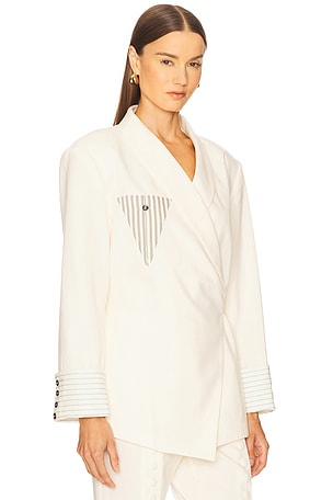 YLLW THE LABEL Novela Linen Blazer in White