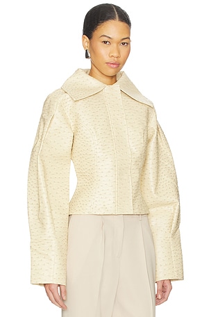 YLLW THE LABEL Olsen Ostrich Jacket in Beige