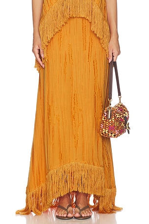 FALDA LENNIE FRINGE  Yellow The Label