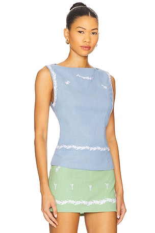 YLLW THE LABEL Marie Tank Top in Baby Blue