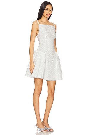 Yuhan Wang Floral Embroidered Hoop Cotton Dress in White
