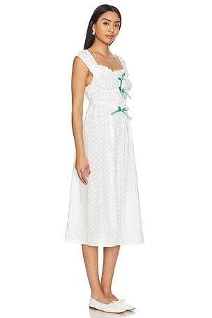 Yuhan Wang Ribbon Tied Cotton Dress in White