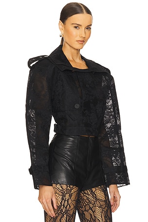 Yuhan Wang Chantilly Lace Biker Jacket in Black