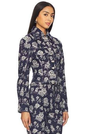 Yuhan Wang Rose Slim Fit Jacket in Navy