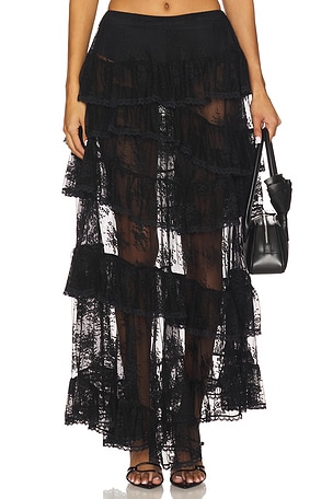 Lace Trimmed Maxi Skirt Yuhan Wang