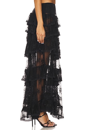 Yuhan Wang Lace Trimmed Maxi Skirt in Black