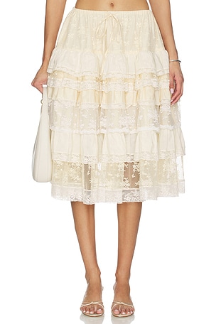 Tiered Lace Ruffle Skirt Yuhan Wang