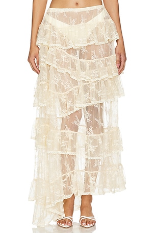 Lace Ruffled Maxi Skirt Yuhan Wang