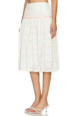 Yuhan Wang Floral Ruched Skirt in Cream