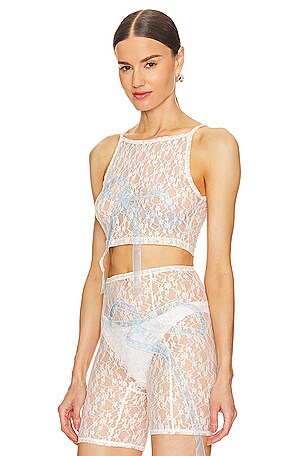 Ribbon Bow Lace Top Yuhan Wang