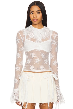 Ruffled Lace Top Yuhan Wang