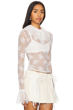 Yuhan Wang Ruffled Lace Top in White