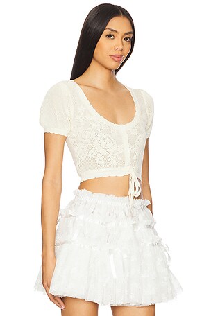 Yuhan Wang Rose Knitted Puff Top en Ivoire