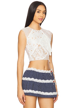 Yuhan Wang Lace Patched Top in White