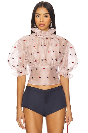 Floral Jacquard Blouse Yuhan Wang