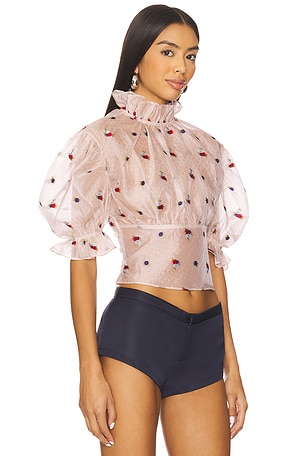 Yuhan Wang Floral Jacquard Blouse in Cream