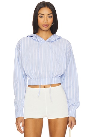 Blue Stripe Hoodie Top Yuhan Wang