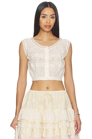 Lace Trim Button Blouse Yuhan Wang