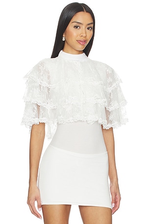 Yuhan Wang Shell Button Lace Bolero in White