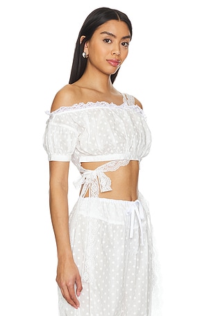 Embroidered Ruched Crop Top Yuhan Wang