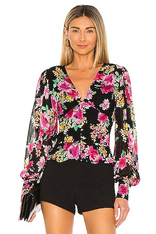 Yumi Kim Jodi Top in Paradise Villa Black | REVOLVE