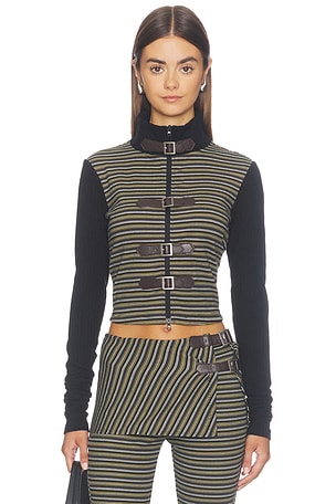 Olive Grove Stripe Fleece Jacket Zemeta