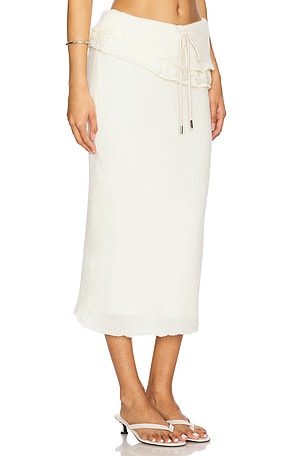 Zemeta Milky Knit Long Skirt in White