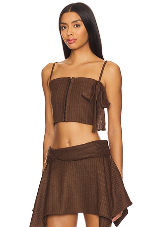 Zemeta My Bow Pin Stripe Corset Top in Brown