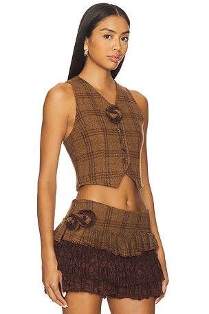 Zemeta Rosette Wool Vest in Brown