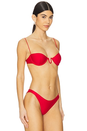 Ziah Fine Strap Wire Balconette Top in Red
