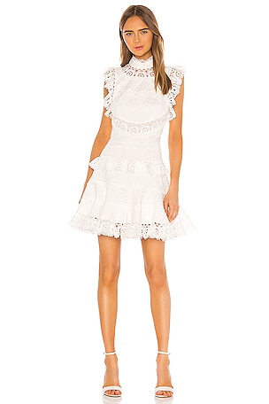 sachin and babi light blue dress Zimmermann Peggy Embroidered Trim Short Dress in Ivory