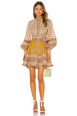 Zimmermann Bonita Buttoned Dress in Mustard Paisley | REVOLVE