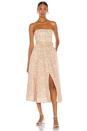 Zimmermann Carnaby Bustier Midi Dress in Pink Leopard | REVOLVE
