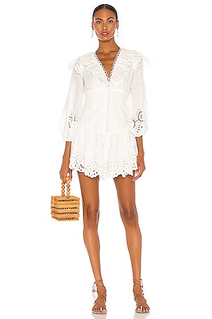 Zimmermann Bellitude Scallop Short Dress in Ivory | REVOLVE