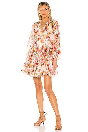 Zimmermann Mae Frill Billow Mini Dress in Ivory Floral | REVOLVE