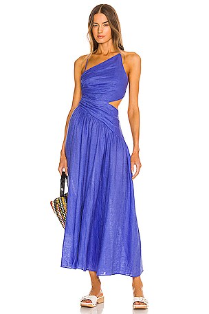 Zimmermann Tropicana Asymmetric Dress in Electric Blue