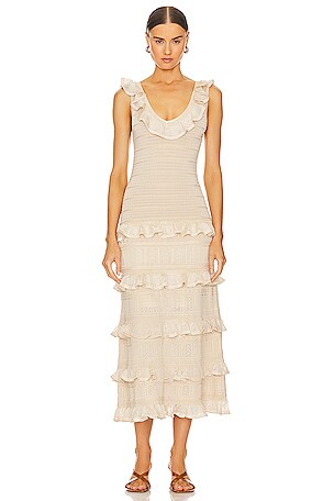 zimmermann champagne dress Zimmermann Ruffle Tank Dress in Champagne