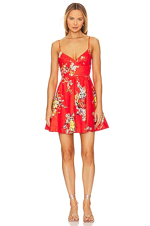 Free People Cora Coral Red Embroidered Dress