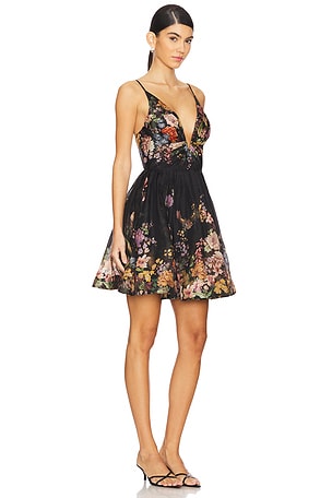 Zimmermann Pavilion V Neck Mini Dress in Black