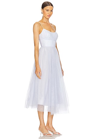 Zimmermann Tulle Corset Midi Dress in Baby Blue