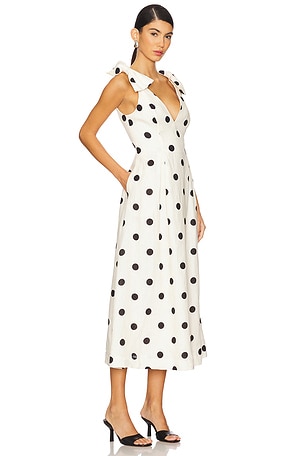 Zimmermann Crush V Neck Midi Dress in White