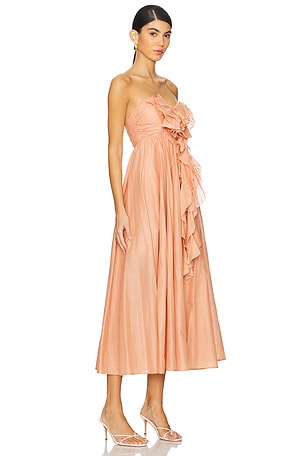 Zimmermann Acacia Ruffle Maxi Dress in Peach