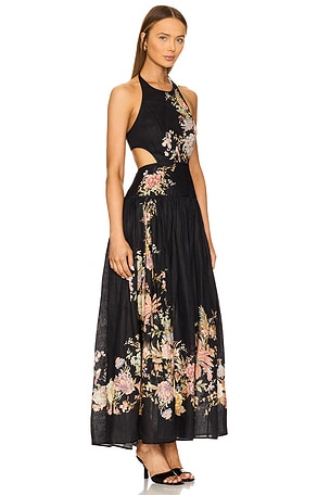 Zimmermann Tallow Halter Midi Dress in Black