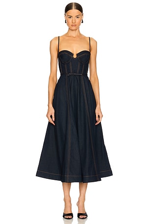 ROBE CRUSH DENIM CORSET Zimmermann