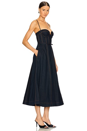 Zimmermann Crush Denim Corset Dress in Blue