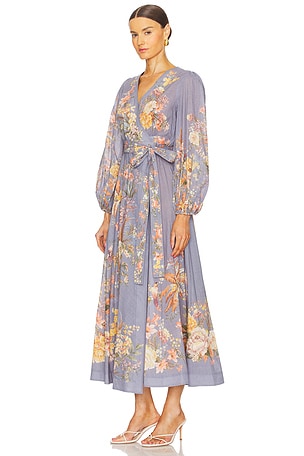 Zimmermann Tallow Wrap Midi Dress in Blue