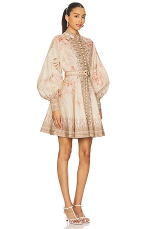 Zimmermann Illuminate Buttoned Mini Dress in Coral