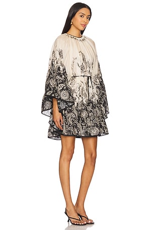 Zimmermann Rhiannon Lantern Mini Dress in Cream,Black