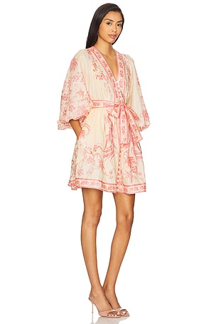 Zimmermann Lucky Plunge Mini Dress in Peach